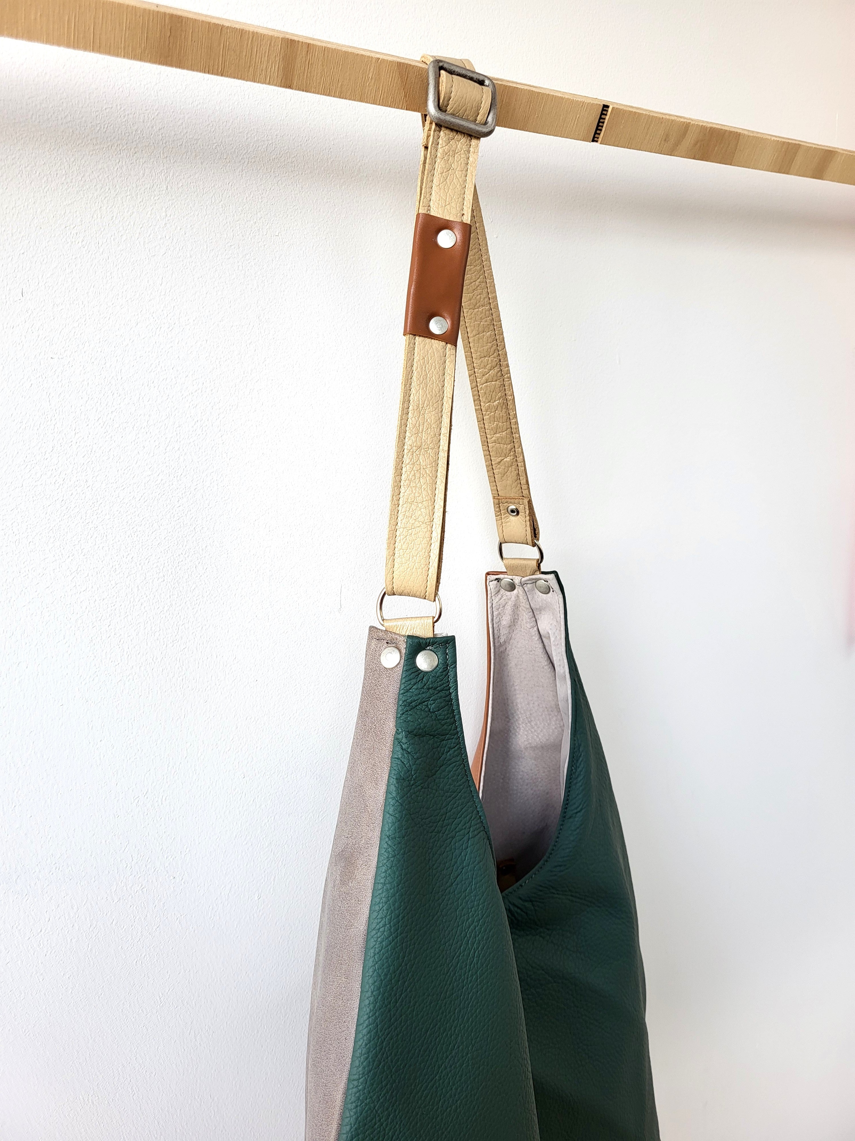 Hobo leather bag - double face