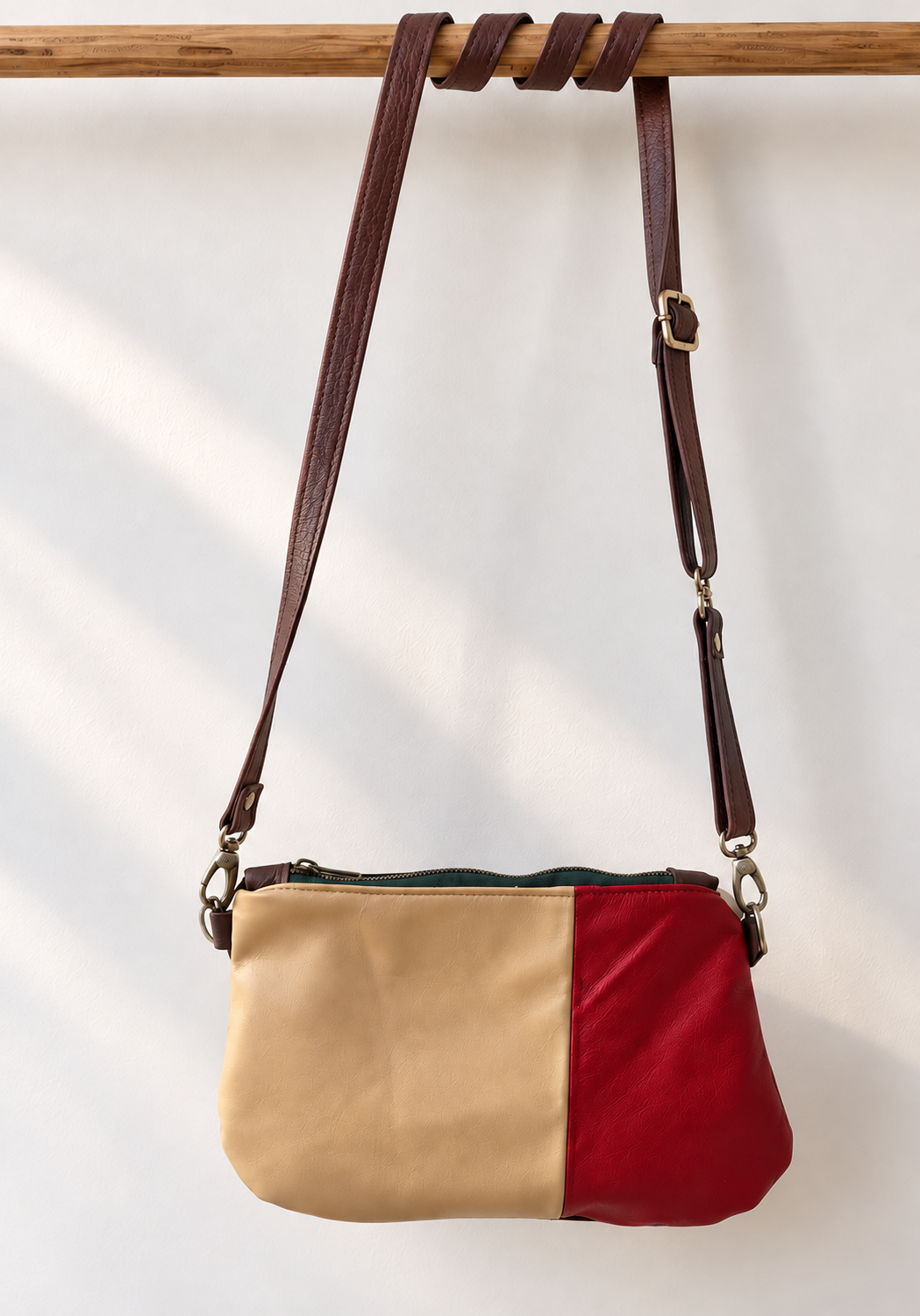 Double-Face Upcycled Leather Crossbody Bag