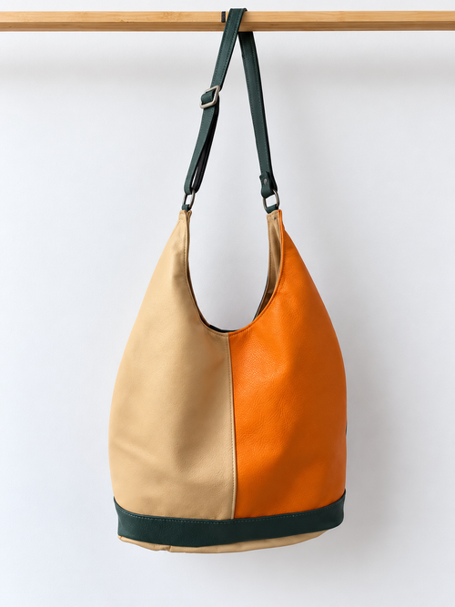 Double-Face Leather Hobo Bag